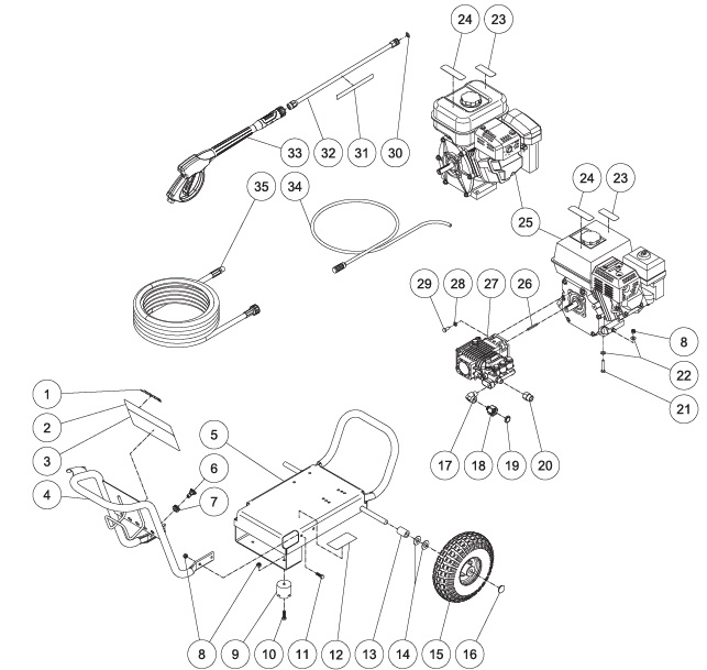 MITM WP-3000-4MHB pressure washer parts and manual